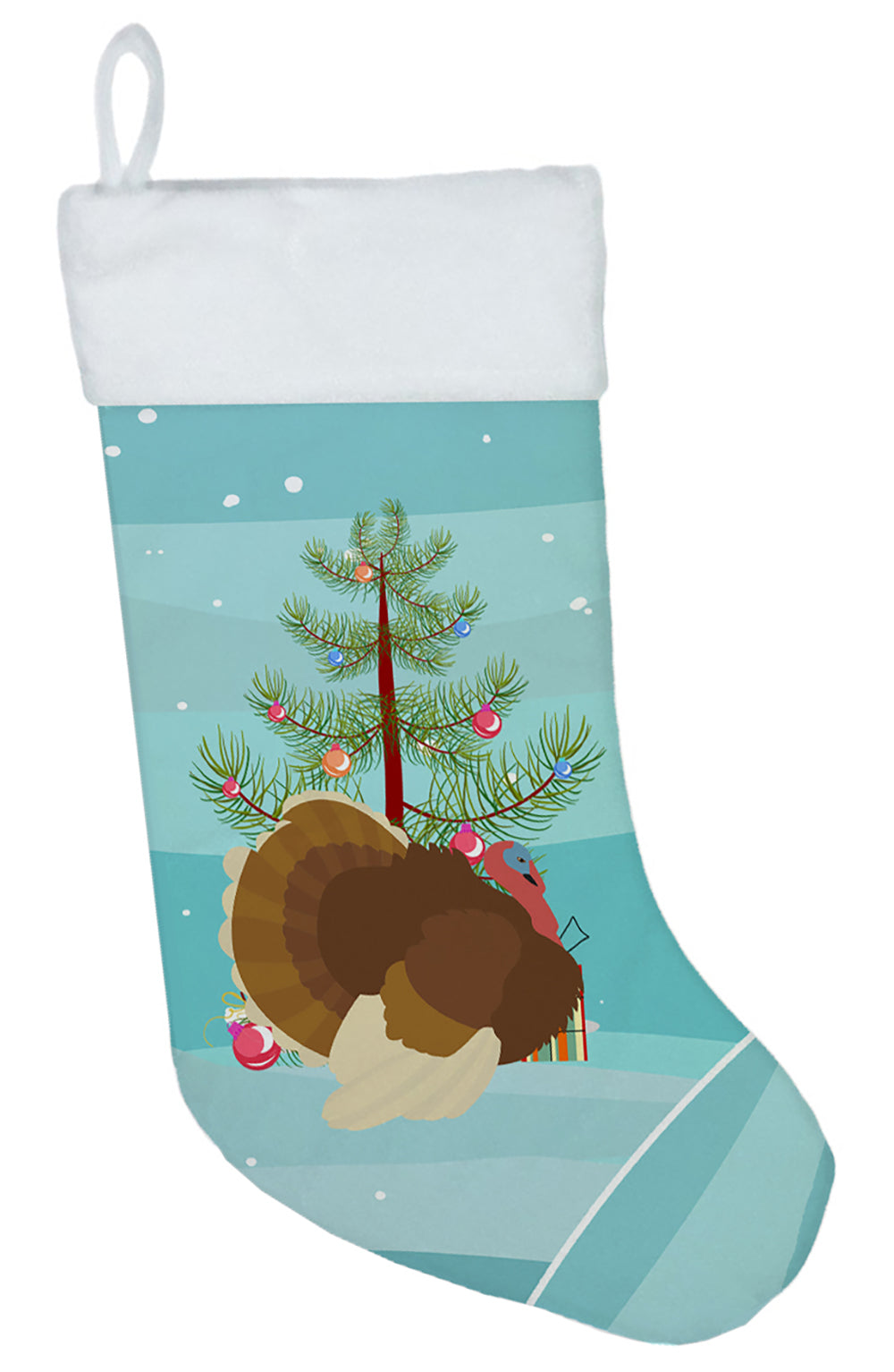 French Turkey Dindon Christmas Holiday Stocking Double-Sided Print, Polyester Suede,11x18, Made in USA
