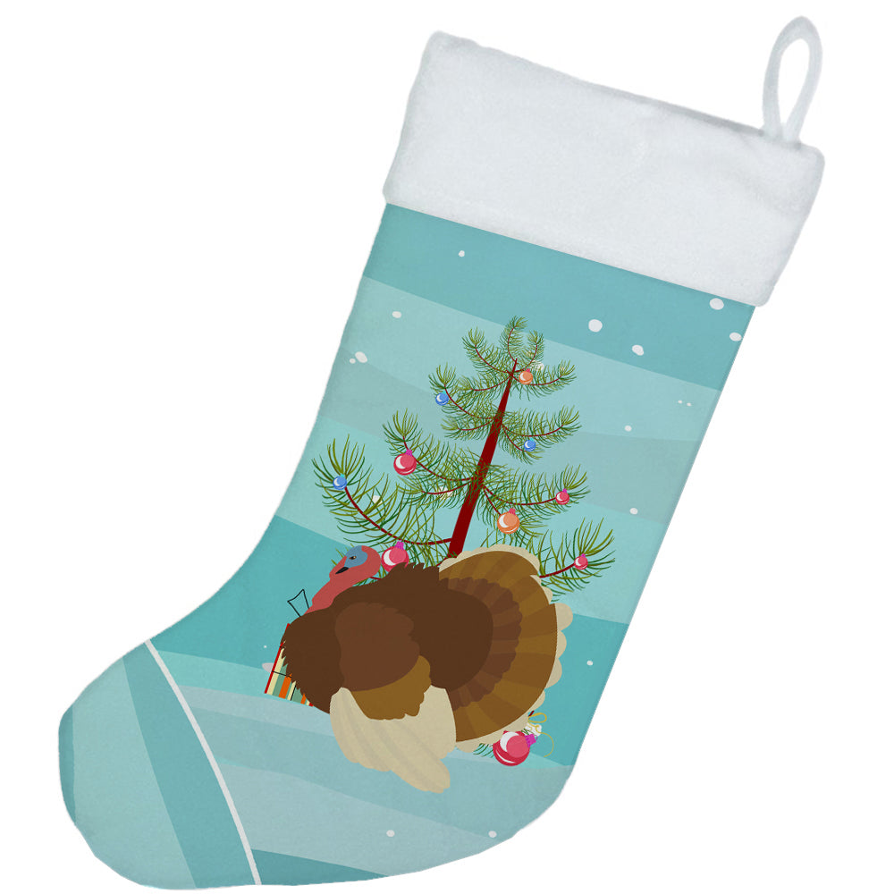 French Turkey Dindon Christmas Holiday Stocking Double-Sided Print, Polyester Suede,11x18, Made in USA