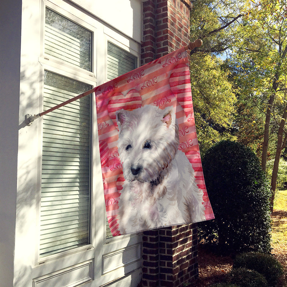 Westie Love House Flag 28x40 Porch Sleeve Pole Decorative Outside Yard Banner Artwork Wall Hanging, Polyester