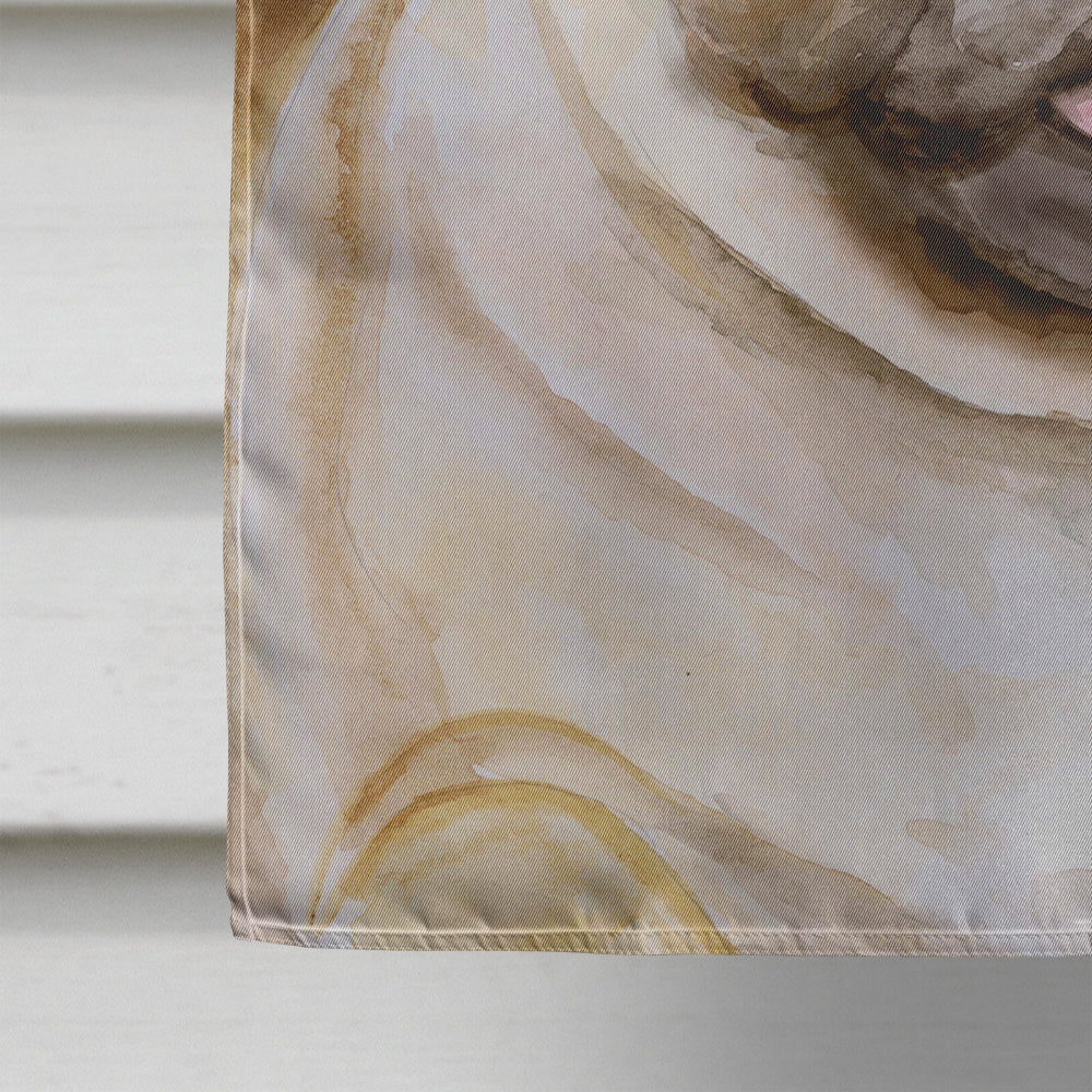 Fawn Pug Fall House Flag 28x40 Porch Sleeve Pole Decorative Outside Yard Banner Artwork Wall Hanging, Polyester