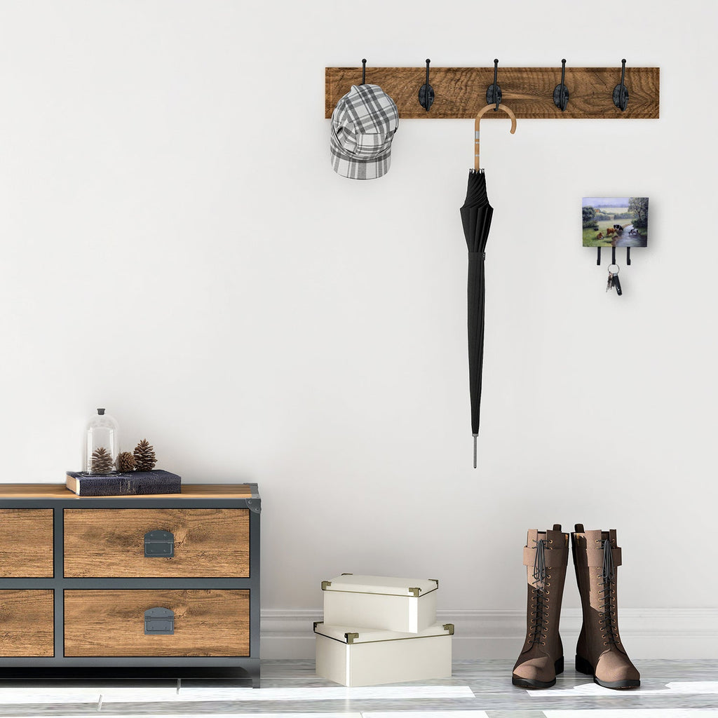 Cows Drinking at the Creek Bank Leash or Key Holder Wall Hooks, Coat Rack Wall Mount, for Hanging Keys, Towels, Aprons, Leashes
