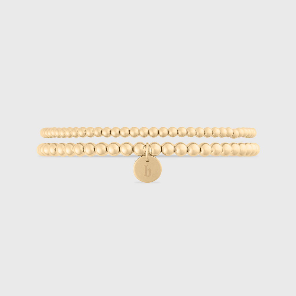 old english initial juno double bracelet stack (3+4mm)