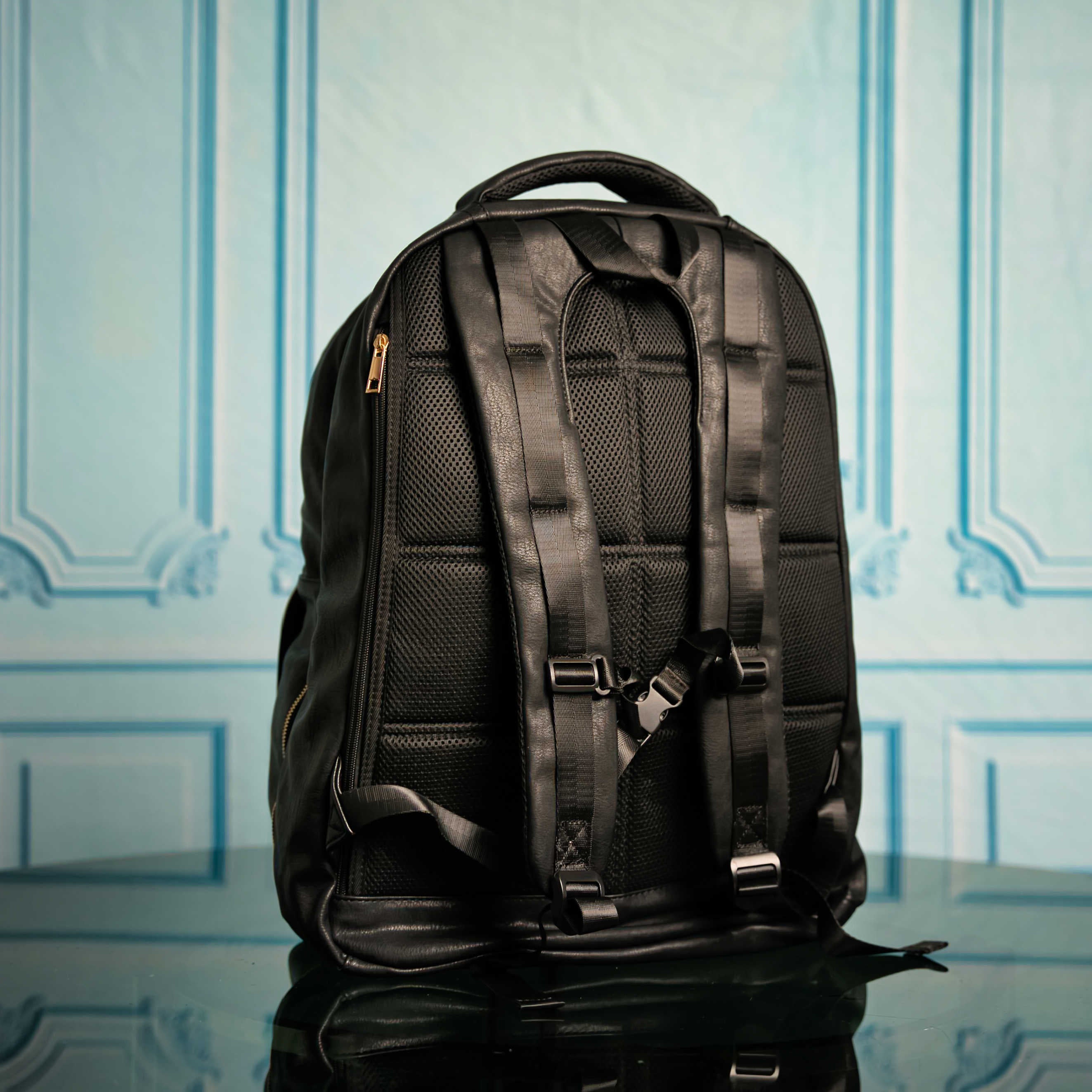 Black Leather Commuter Bag