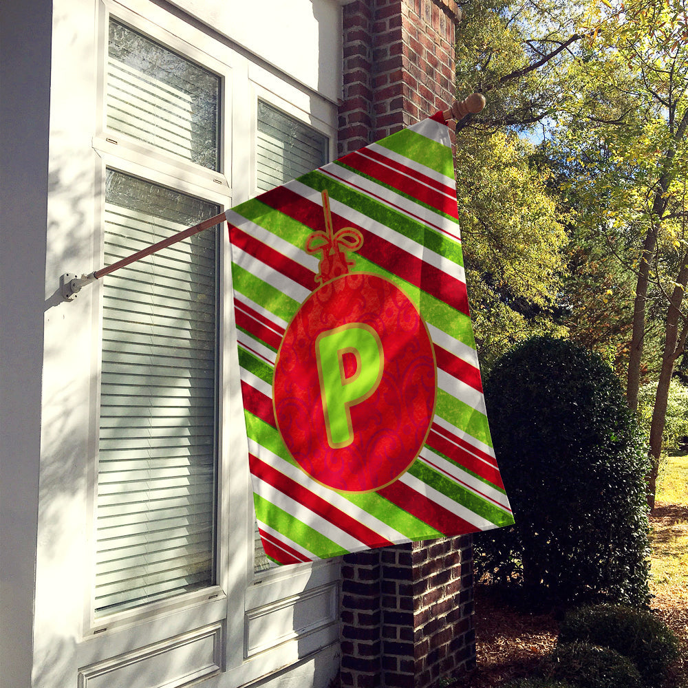 Christmas Oranment Holiday Initial Letter P House Flag 28x40 Porch Sleeve Pole Decorative Outside Yard Banner Artwork Wall Hanging, Polyester