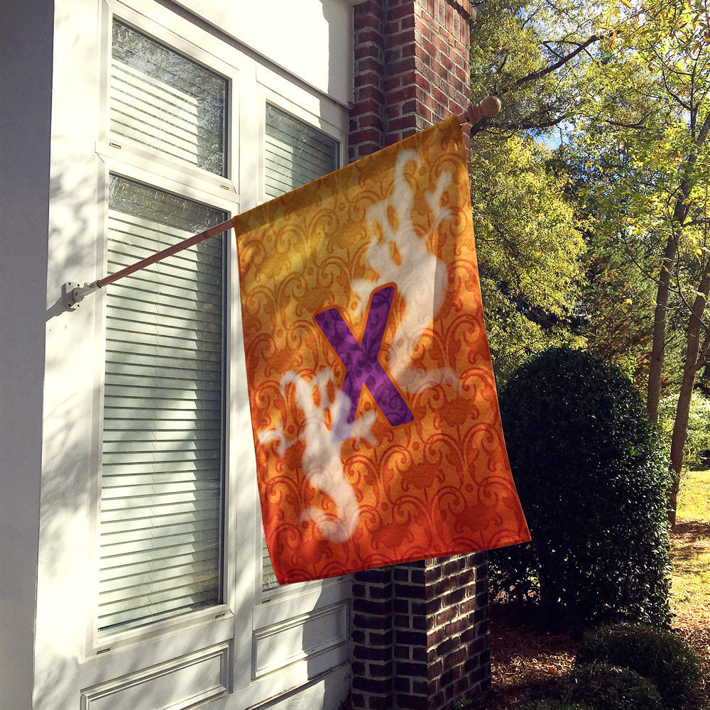 Halloween Ghost Letter X House Flag 28x40 Porch Sleeve Pole Decorative Outside Yard Banner Artwork Wall Hanging, Polyester