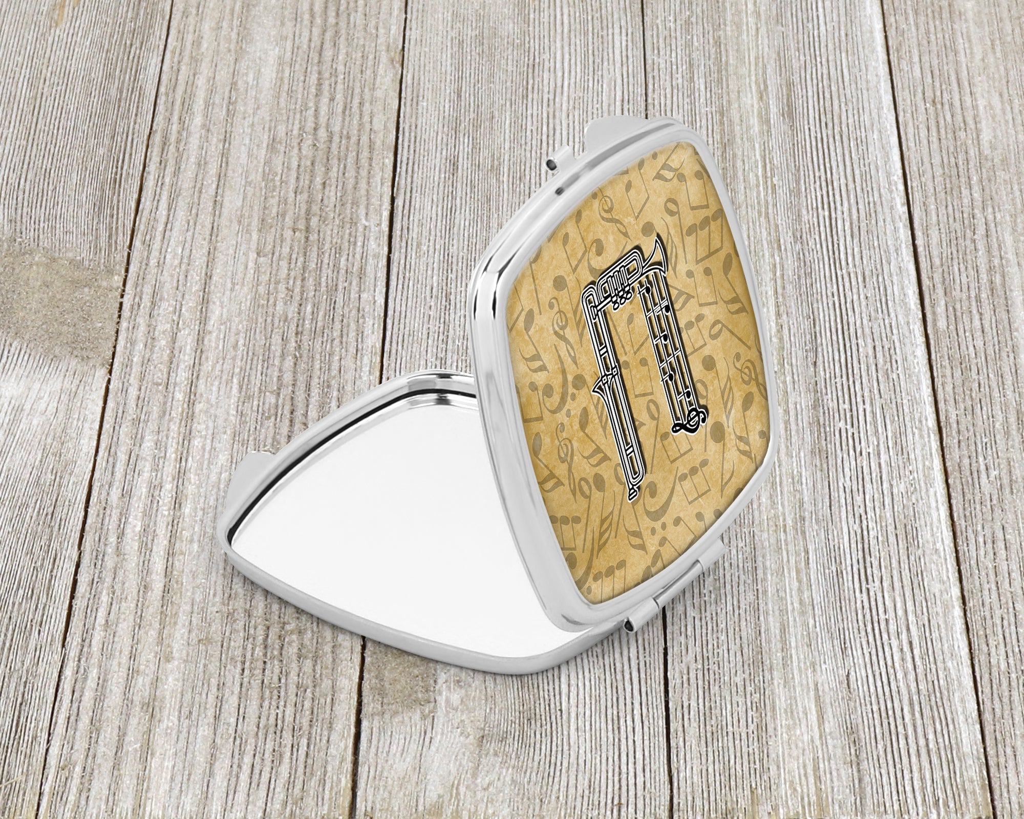 Letter U Musical Instrument Alphabet Compact Mirror Decorative Travel Makeup Mirror for Women Girls Gifts Pocket Makeup Mirror Folding Handheld