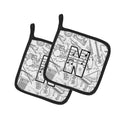 Letter N Musical Note Letters Pot Holder Set of 2 Heat Resistant Quilted Hot Pads 7.5 x 7.5 Inch, Insulated Kitchen Trivets for Cooking & Baking