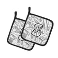Letter S Musical Note Letters Pot Holder Set of 2 Heat Resistant Quilted Hot Pads 7.5 x 7.5 Inch, Insulated Kitchen Trivets for Cooking & Baking