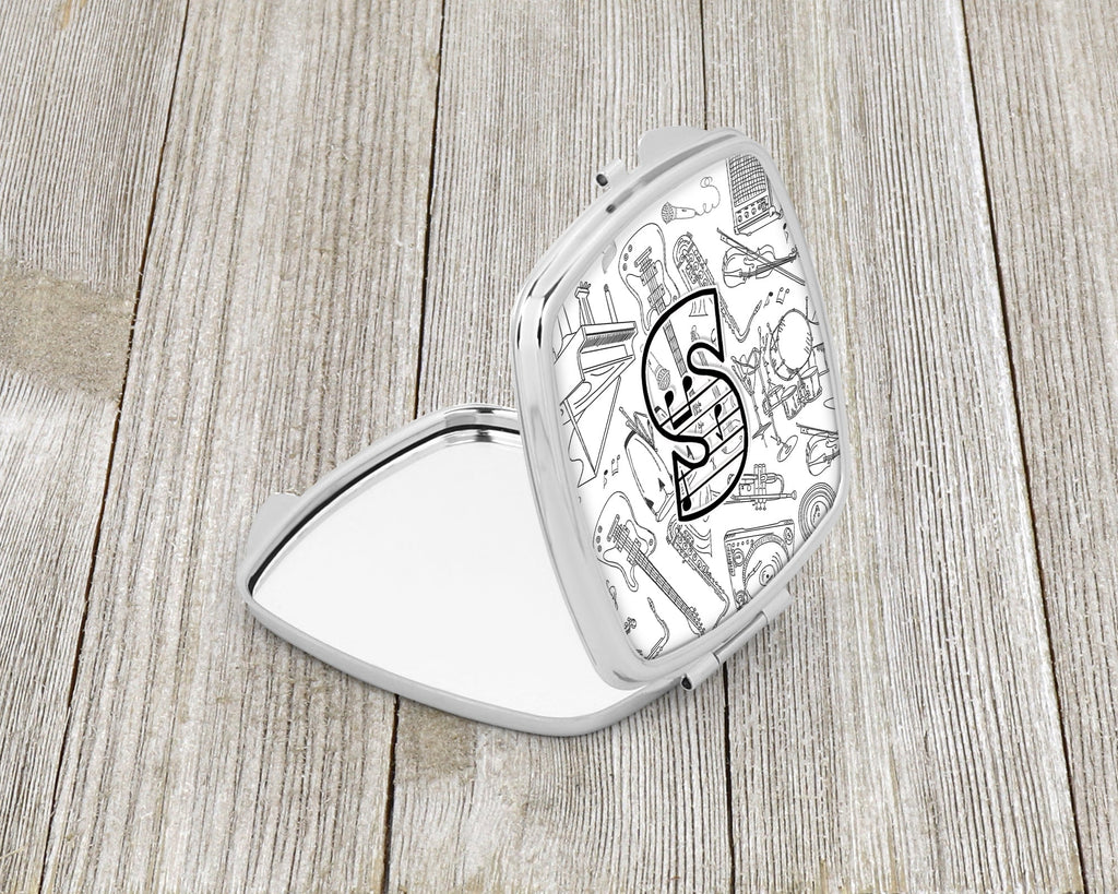 Letter S Musical Note Letters Compact Mirror Decorative Travel Makeup Mirror for Women Girls Gifts Pocket Makeup Mirror Folding Handheld
