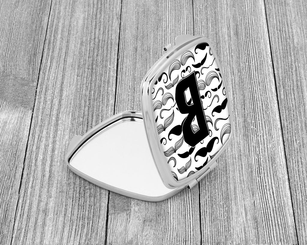 Letter B Moustache Initial Compact Mirror Decorative Travel Makeup Mirror for Women Girls Gifts Pocket Makeup Mirror Folding Handheld