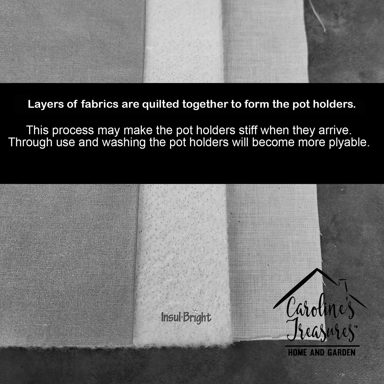 Letter C Moustache Initial Pot Holder Set of 2 Heat Resistant Quilted Hot Pads 7.5 x 7.5 Inch, Insulated Kitchen Trivets for Cooking & Baking