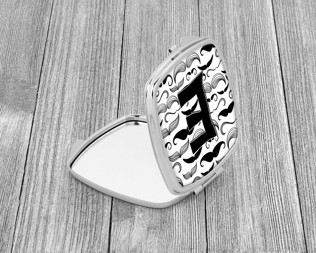 Letter E Moustache Initial Compact Mirror Decorative Travel Makeup Mirror for Women Girls Gifts Pocket Makeup Mirror Folding Handheld