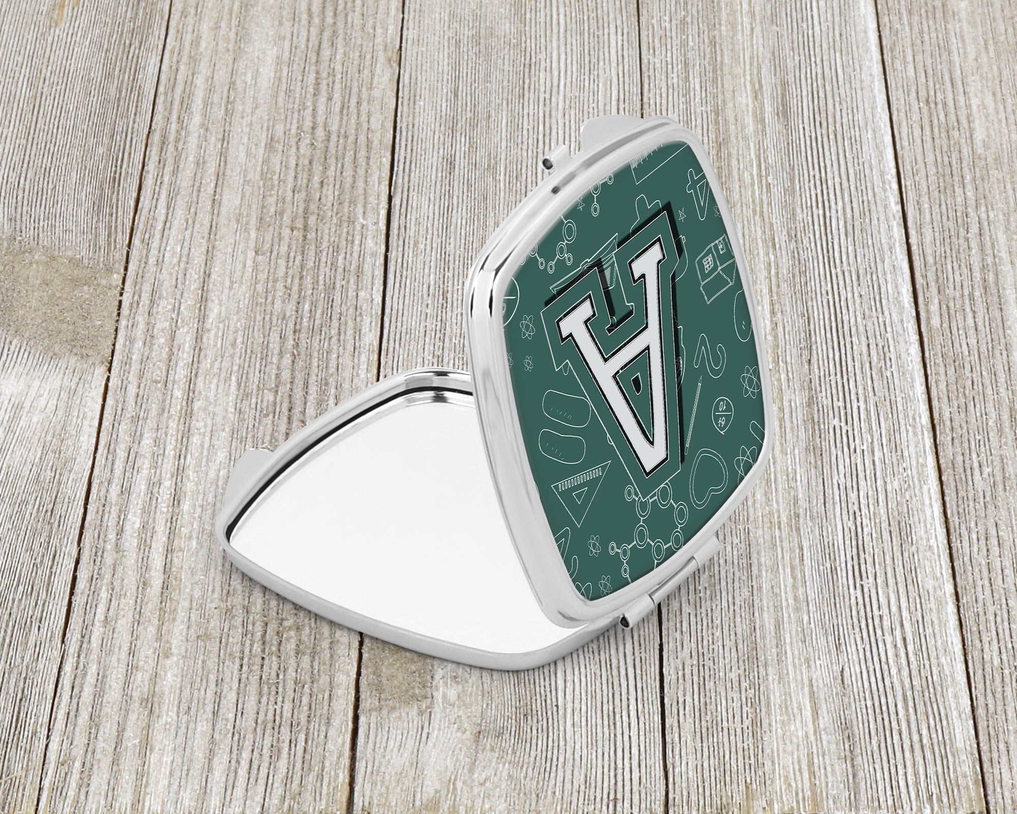Letter A Back to School Initial Compact Mirror Decorative Travel Makeup Mirror for Women Girls Gifts Pocket Makeup Mirror Folding Handheld