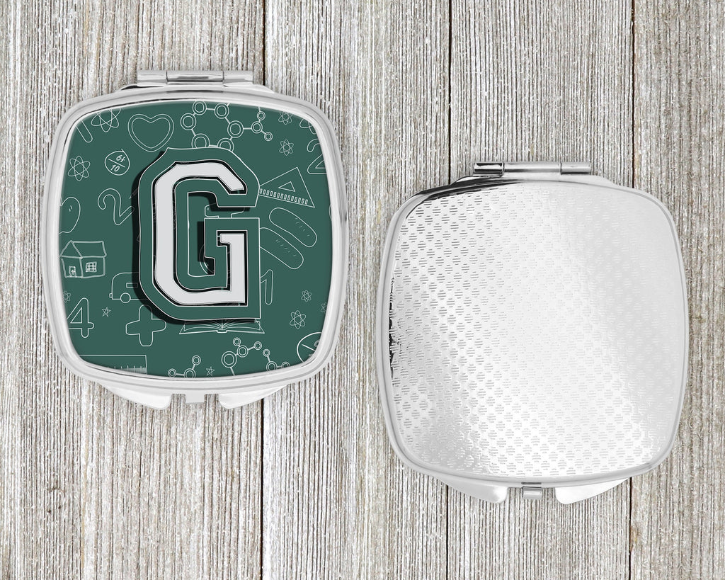 Letter G Back to School Initial Compact Mirror Decorative Travel Makeup Mirror for Women Girls Gifts Pocket Makeup Mirror Folding Handheld