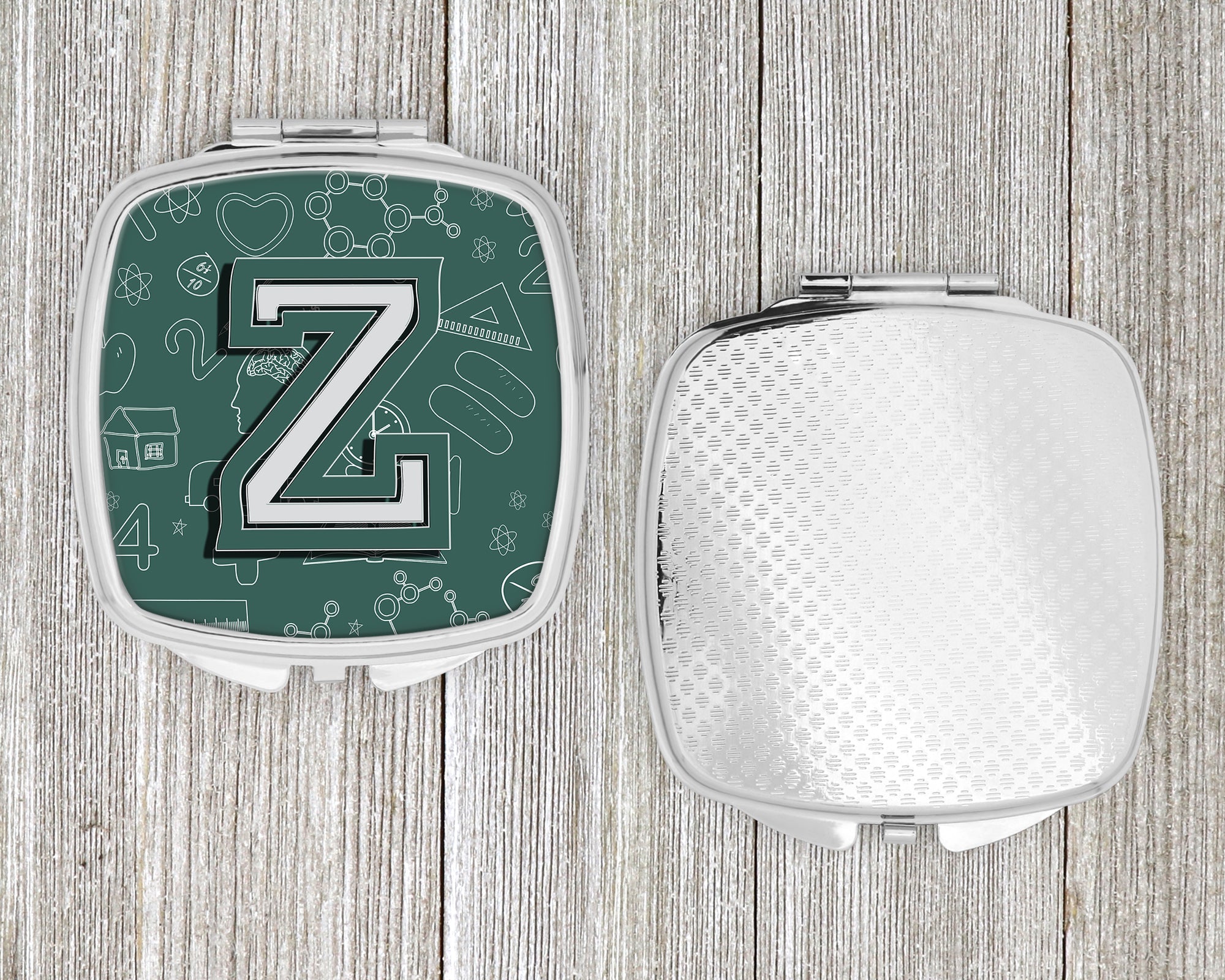 Letter Z Back to School Initial Compact Mirror Decorative Travel Makeup Mirror for Women Girls Gifts Pocket Makeup Mirror Folding Handheld