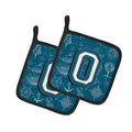 Letter O Sea Doodles Initial Alphabet Pot Holder Set of 2 Heat Resistant Quilted Hot Pads 7.5 x 7.5 Inch, Insulated Kitchen Trivets for Cooking & Baking