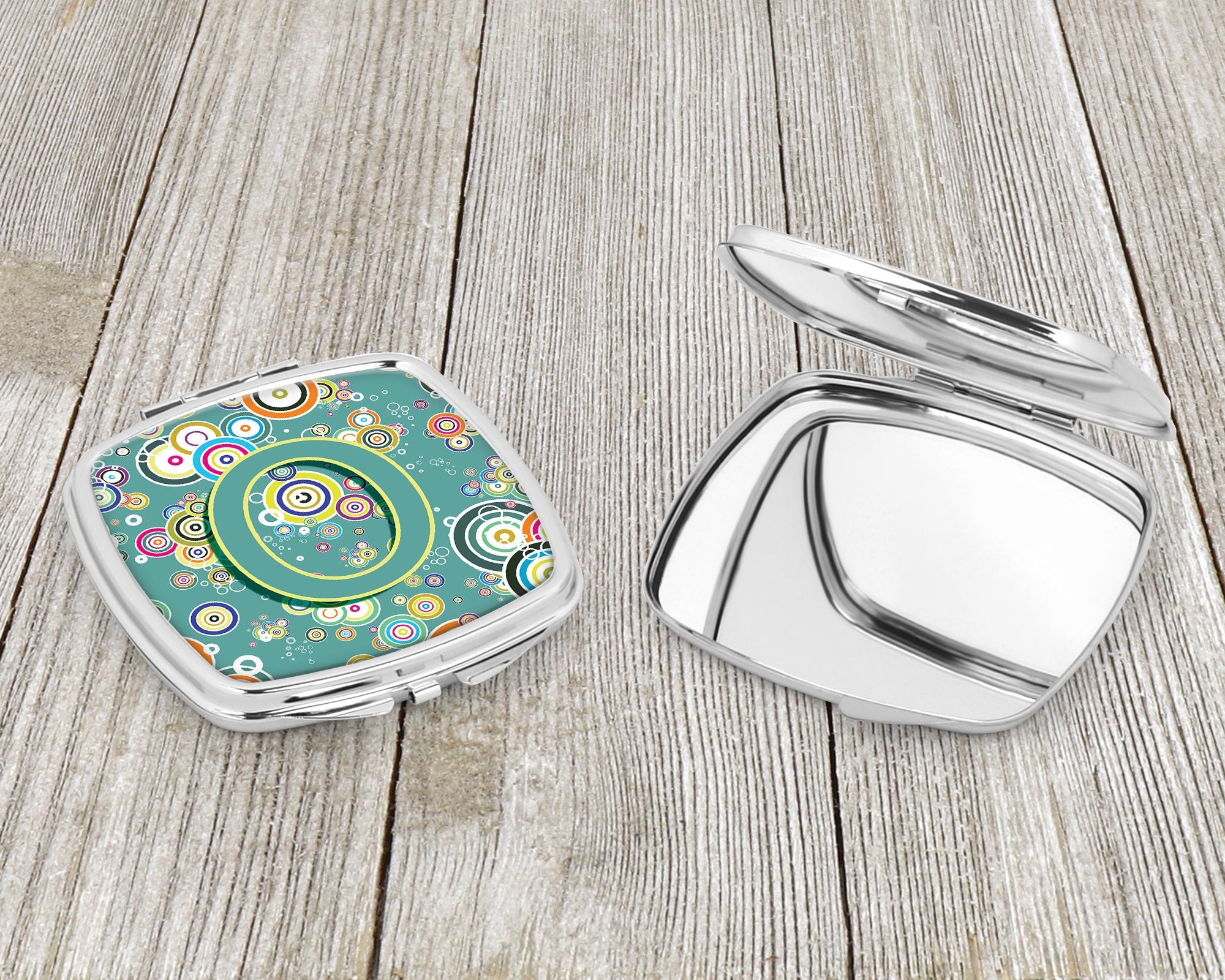 Letter O Circle Circle Teal Initial Alphabet Compact Mirror Decorative Travel Makeup Mirror for Women Girls Gifts Pocket Makeup Mirror Folding Handheld