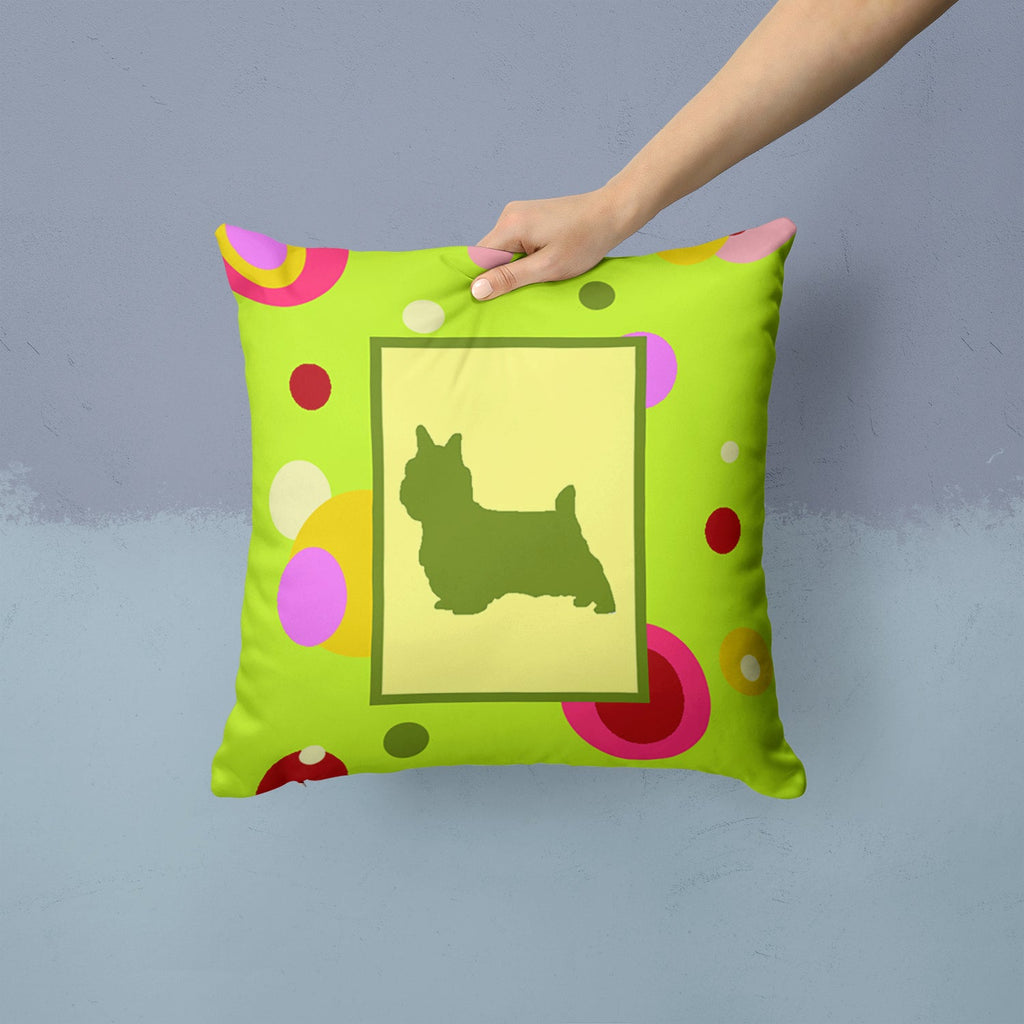 Silky Terrier Decorative Throw Pillow 14x14 Indoor Outdoor Accent Cushion, Fabric Cover with Insert for Sofa, Bed, Porch & Living Room