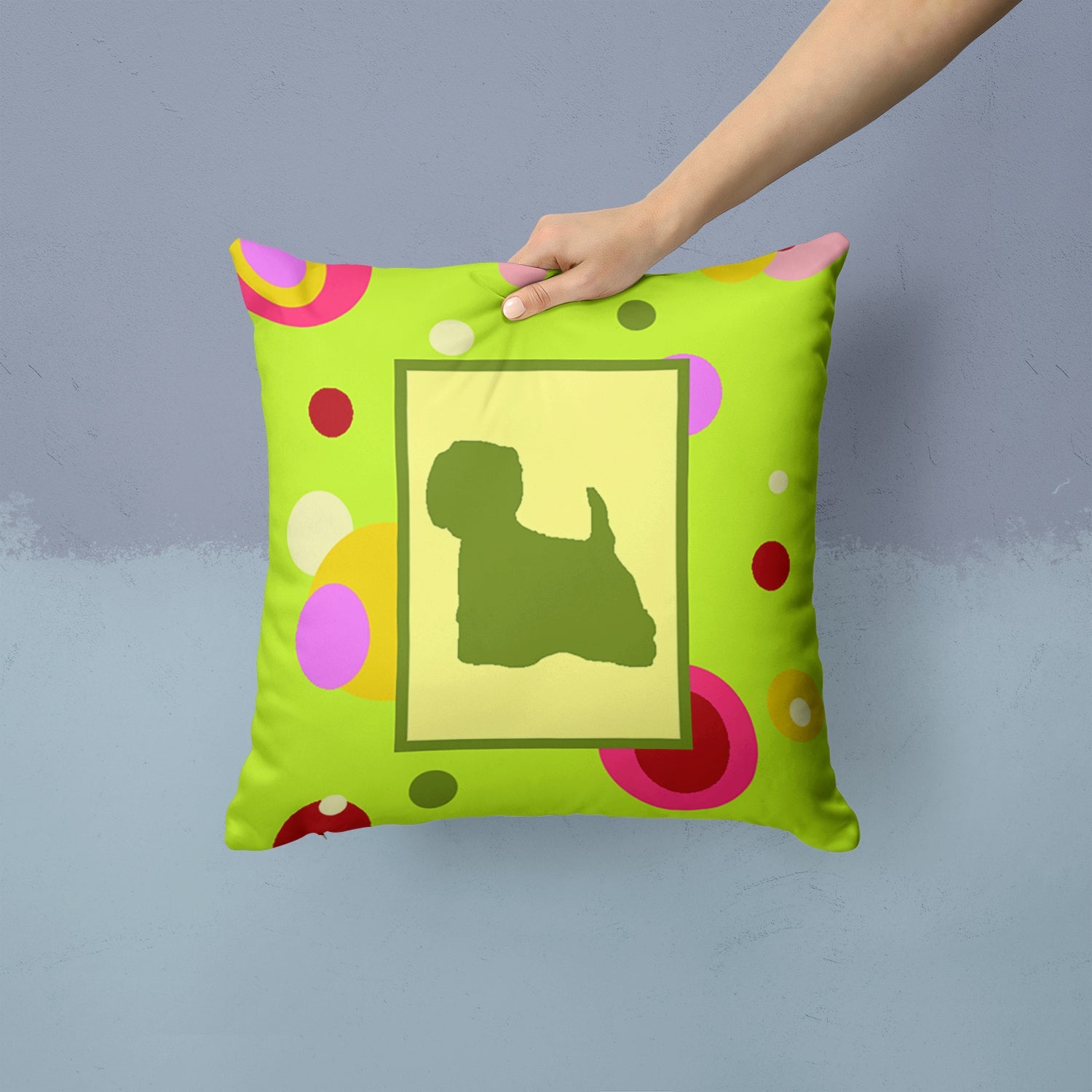 Westie Decorative Throw Pillow 14x14 Indoor Outdoor Accent Cushion, Fabric Cover with Insert for Sofa, Bed, Porch & Living Room