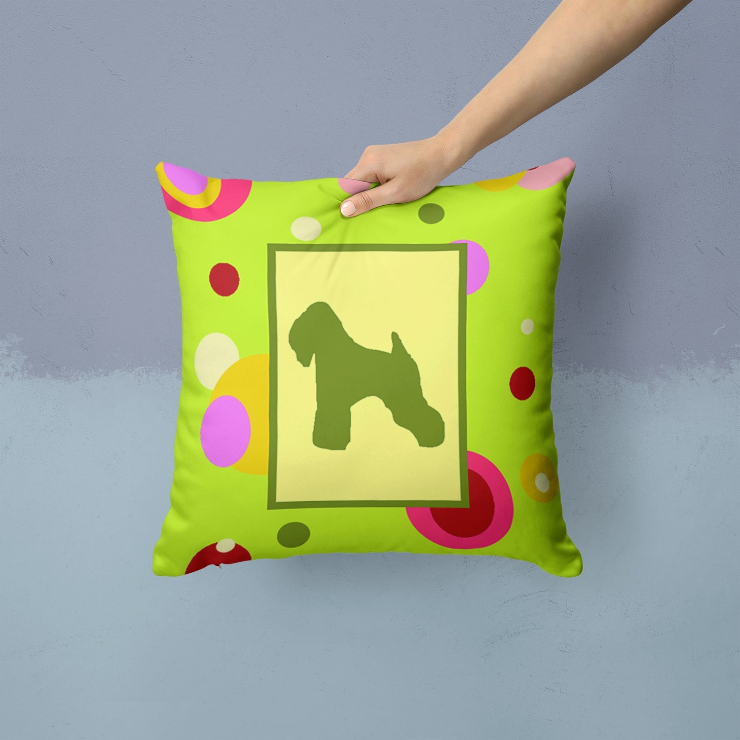 Wheaten Terrier Soft Coated Decorative Throw Pillow 14x14 Indoor Outdoor Accent Cushion, Fabric Cover with Insert for Sofa, Bed, Porch & Living Room