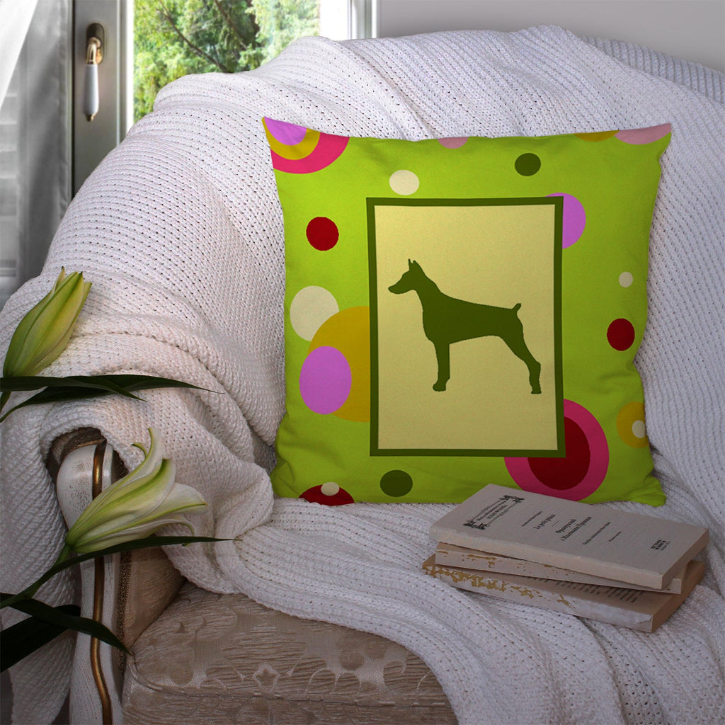 Doberman Decorative Throw Pillow 14x14 Indoor Outdoor Accent Cushion, Fabric Cover with Insert for Sofa, Bed, Porch & Living Room