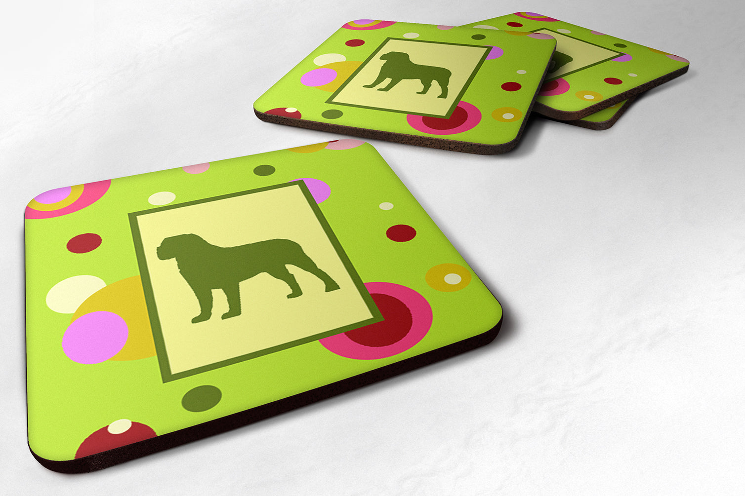Mastiff Foam Coasters Set of 4 Cup Coasters for Indoor Outdoor, Tabletop Protection, Anti Slip, Mouse pad Material