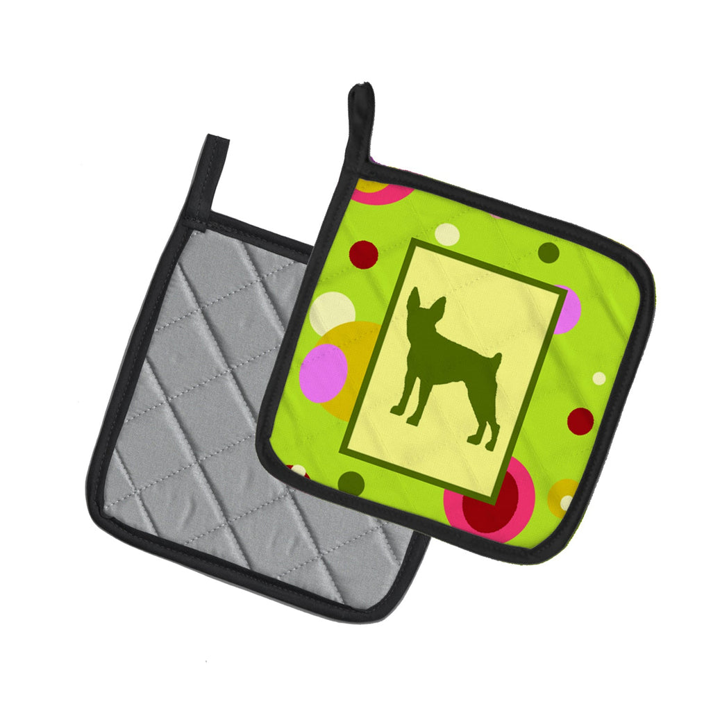 Fox Terrier Pot Holder Set of 2 Heat Resistant Quilted Hot Pads 7.5 x 7.5 Inch, Insulated Kitchen Trivets for Cooking & Baking
