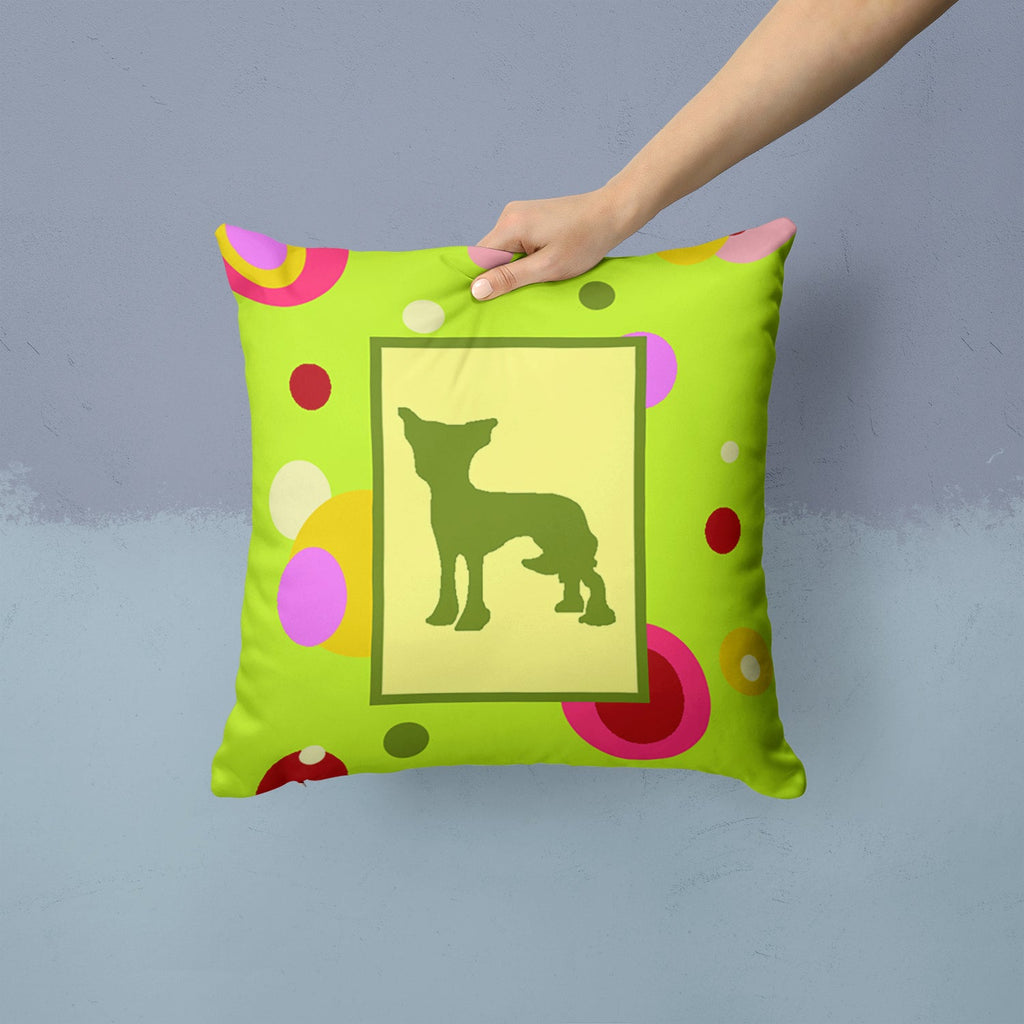 Chinese Crested Decorative Throw Pillow 14x14 Indoor Outdoor Accent Cushion, Fabric Cover with Insert for Sofa, Bed, Porch & Living Room