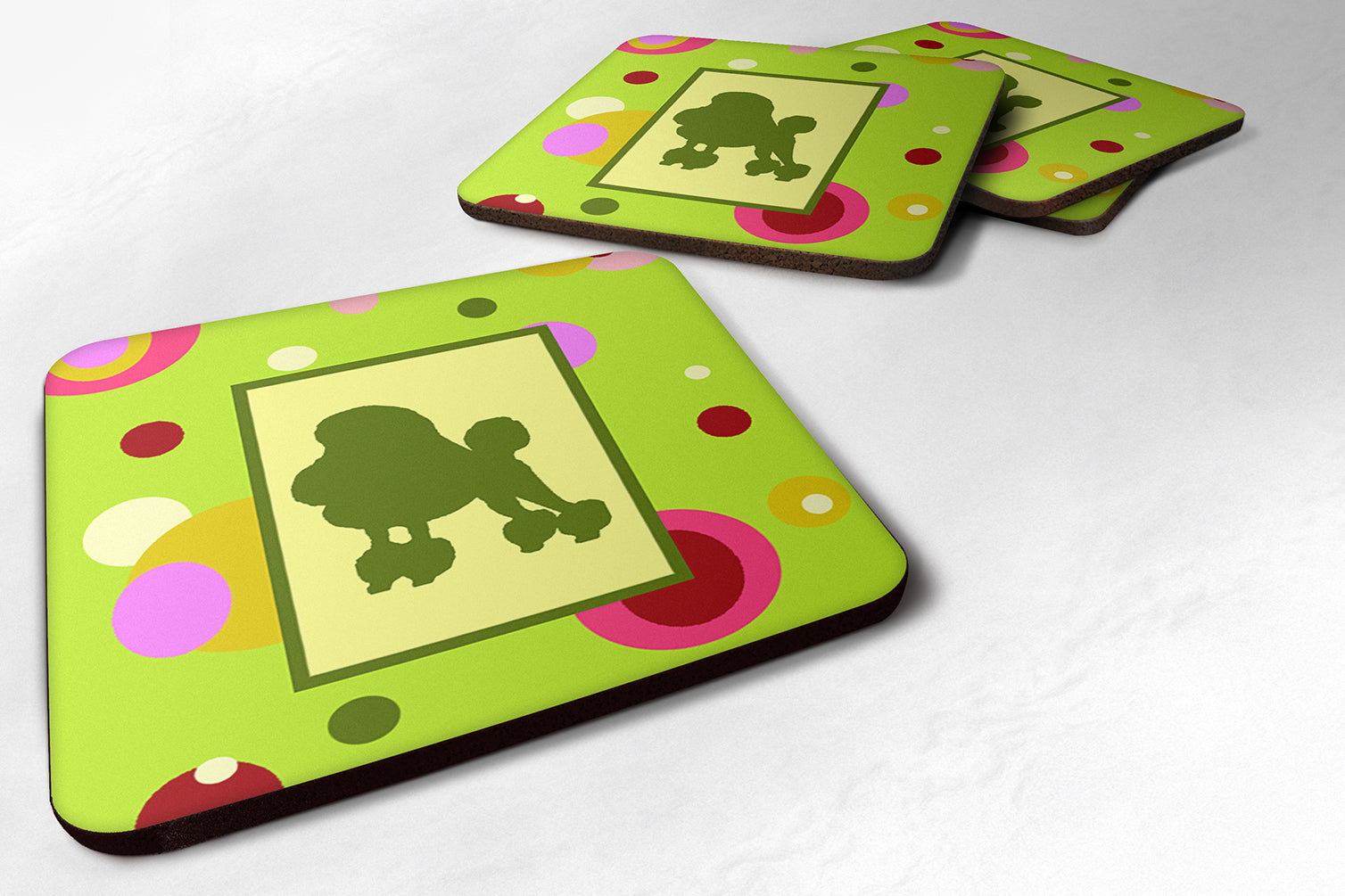 Poodle Foam Coasters Set of 4 Cup Coasters for Indoor Outdoor, Tabletop Protection, Anti Slip, Mouse pad Material
