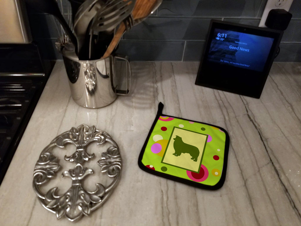 Border Collie Pot Holder Set of 2 Heat Resistant Quilted Hot Pads 7.5 x 7.5 Inch, Insulated Kitchen Trivets for Cooking & Baking