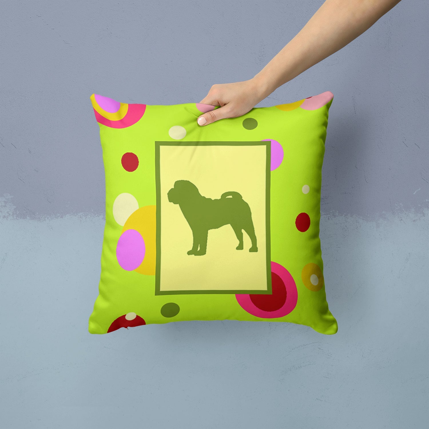 Shar Pei Decorative Throw Pillow 14x14 Indoor Outdoor Accent Cushion, Fabric Cover with Insert for Sofa, Bed, Porch & Living Room