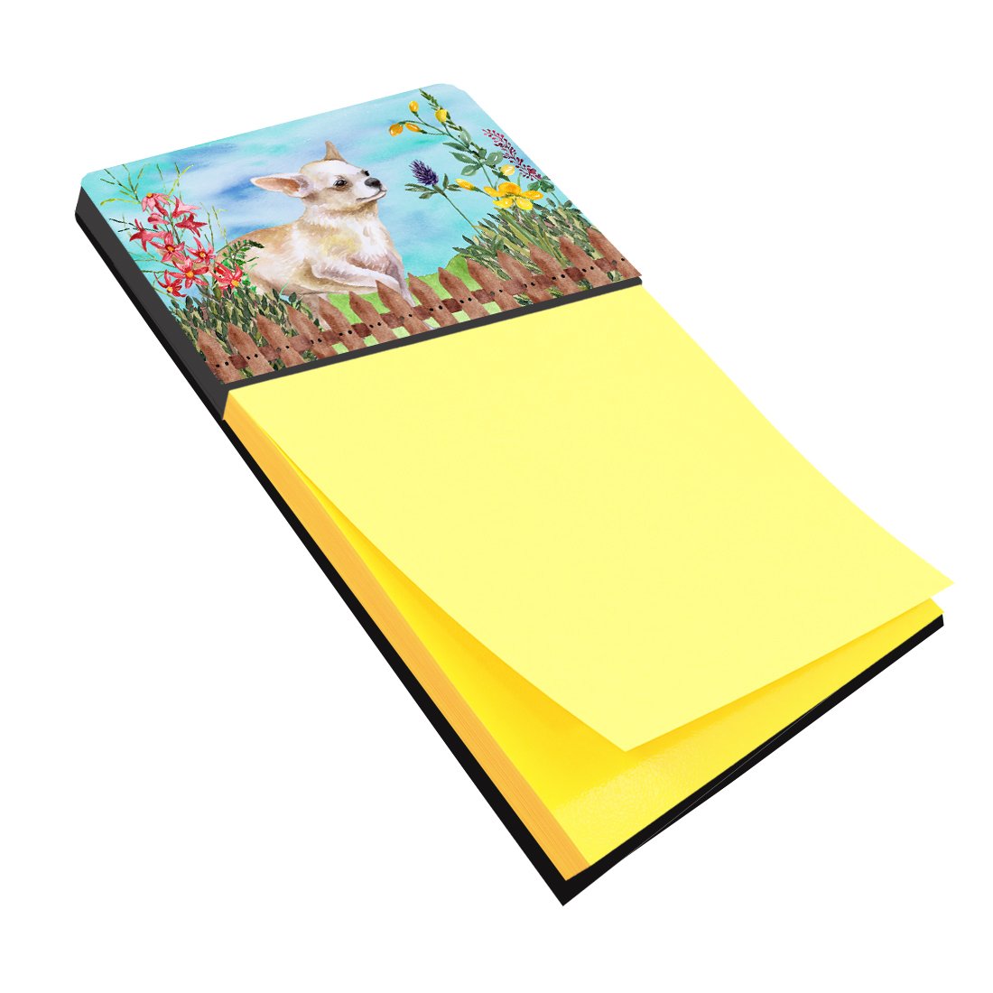 Chihuahua Leg up Spring Watercolor Sticky Note Holder Refillable Dispenser Desk Accessory 3x3 Pad Gift