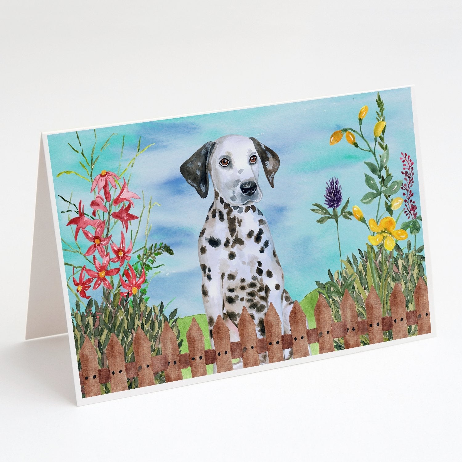 Dalmatian Puppy Spring Greeting Cards Pack of 8 Blank Cards with Envelopes Whimsical A7 Size 5x7