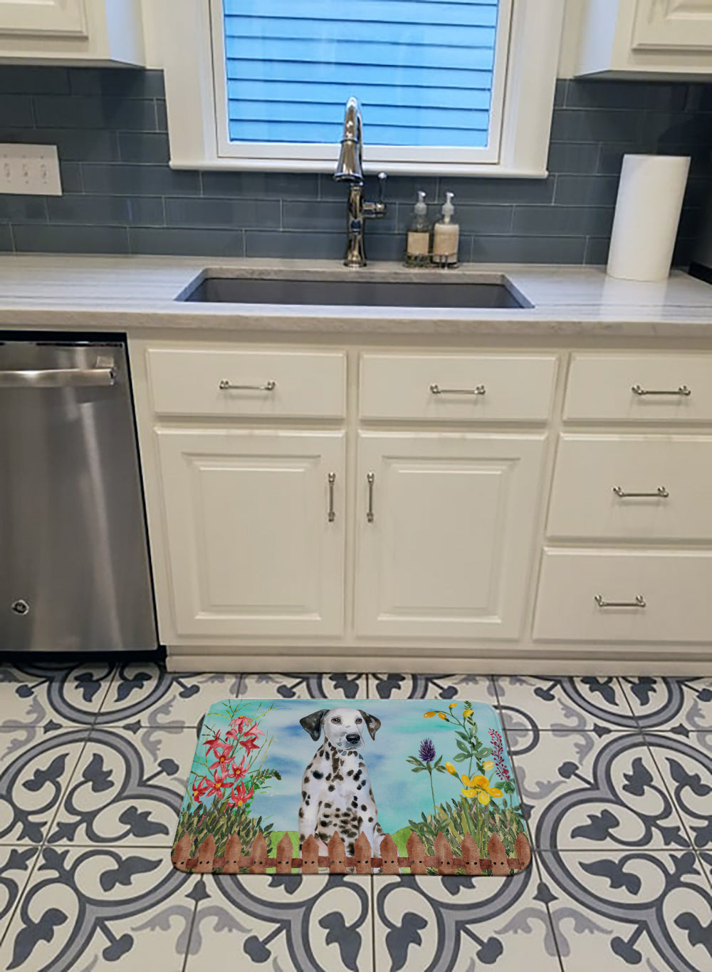 Dalmatian Puppy Spring Memory Foam Kitchen Mat Machine Washable Anti-Fatigue Cushion Comfort Bath or Kitchen Rug