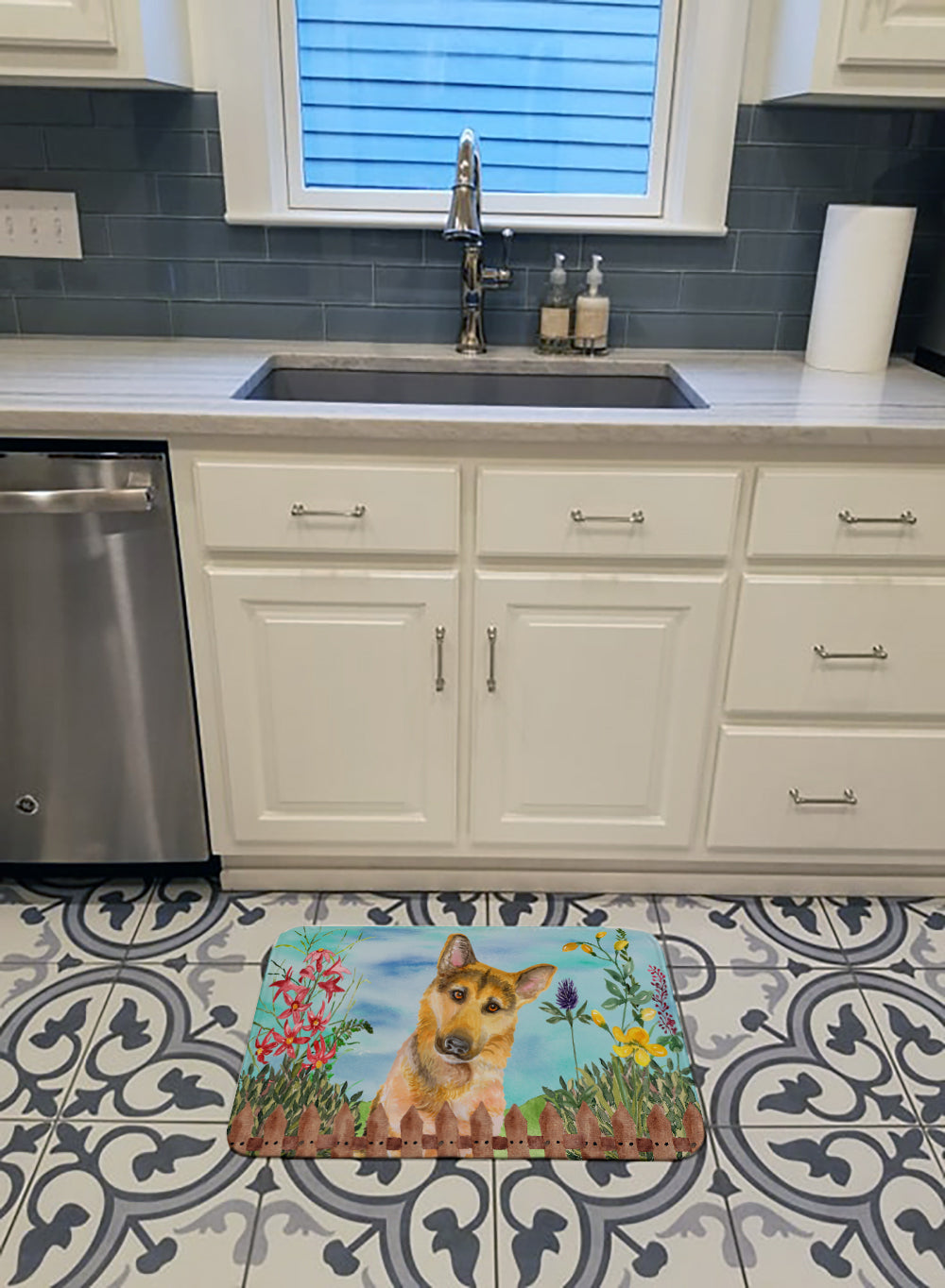 German Shepherd #2 Spring Memory Foam Kitchen Mat Machine Washable Anti-Fatigue Cushion Comfort Bath or Kitchen Rug