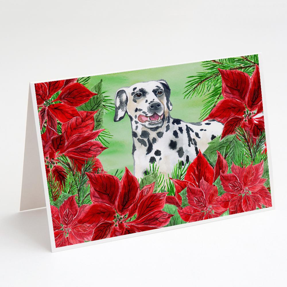 Dalmatian Poinsettas Greeting Cards Pack of 8 Blank Cards with Envelopes Whimsical A7 Size 5x7