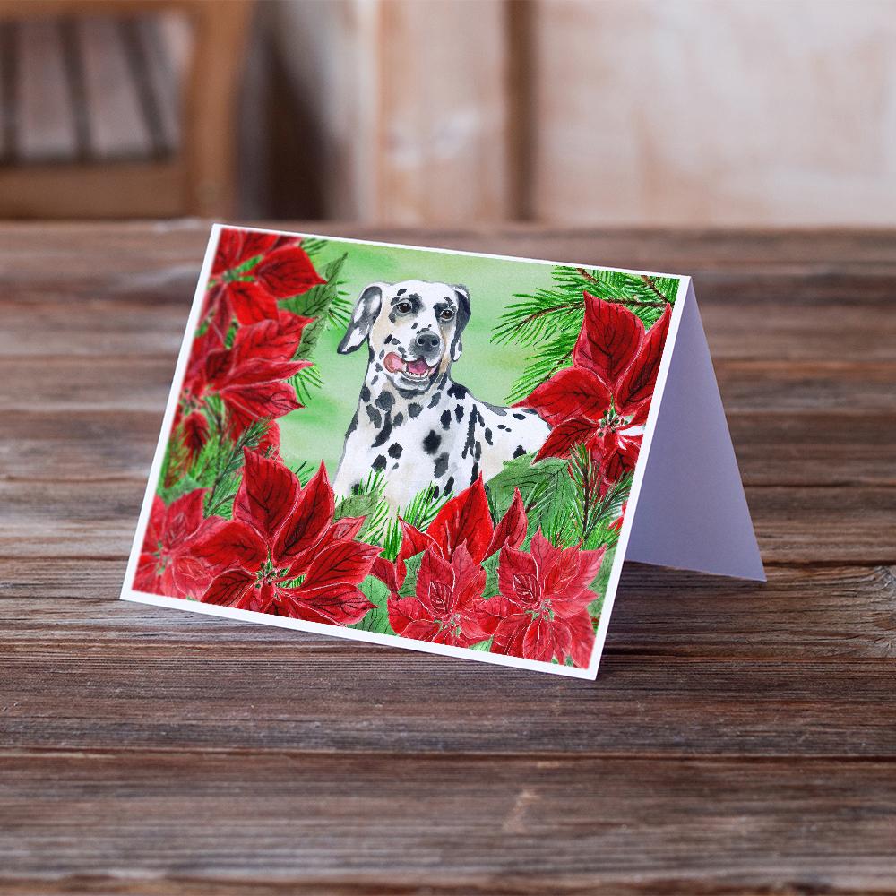 Dalmatian Poinsettas Greeting Cards Pack of 8 Blank Cards with Envelopes Whimsical A7 Size 5x7