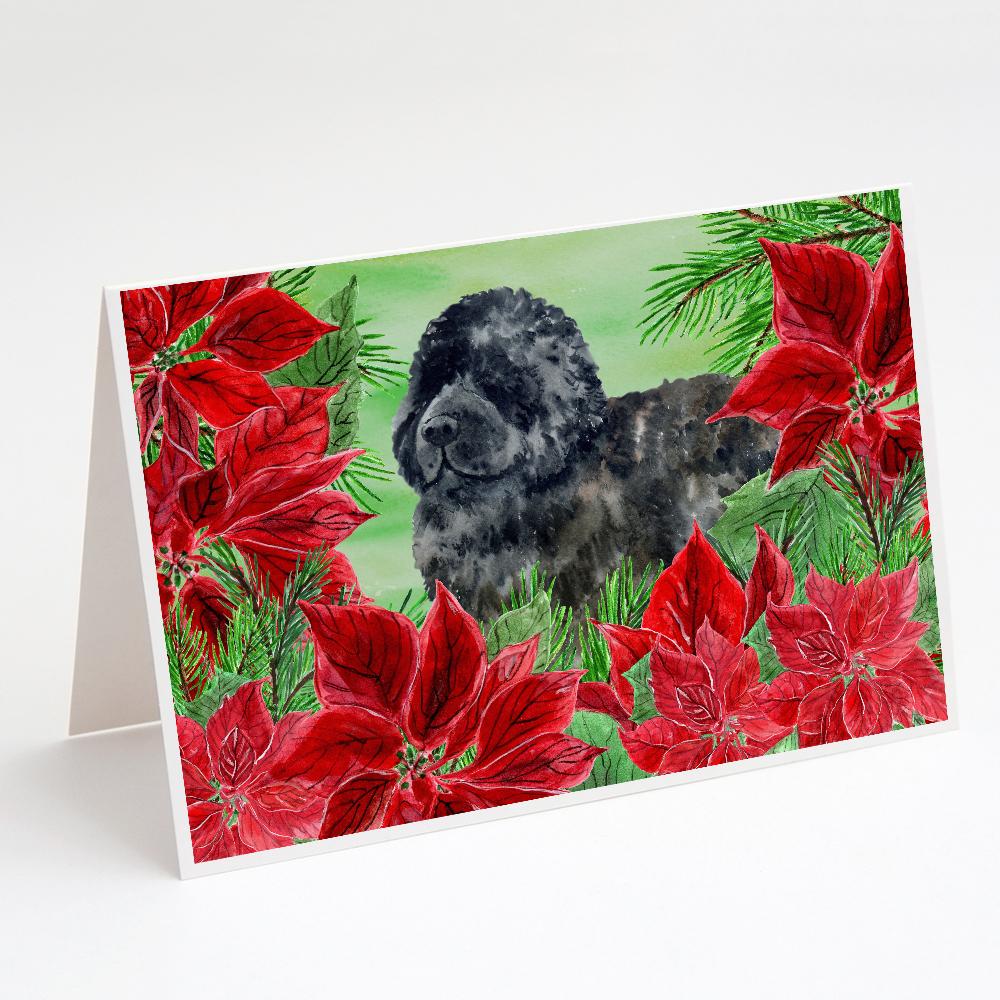 Newfoundland Poinsettas Greeting Cards Pack of 8 Blank Cards with Envelopes Whimsical A7 Size 5x7