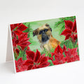 Brussels Griffon Poinsettas Greeting Cards Pack of 8 Blank Cards with Envelopes Whimsical A7 Size 5x7