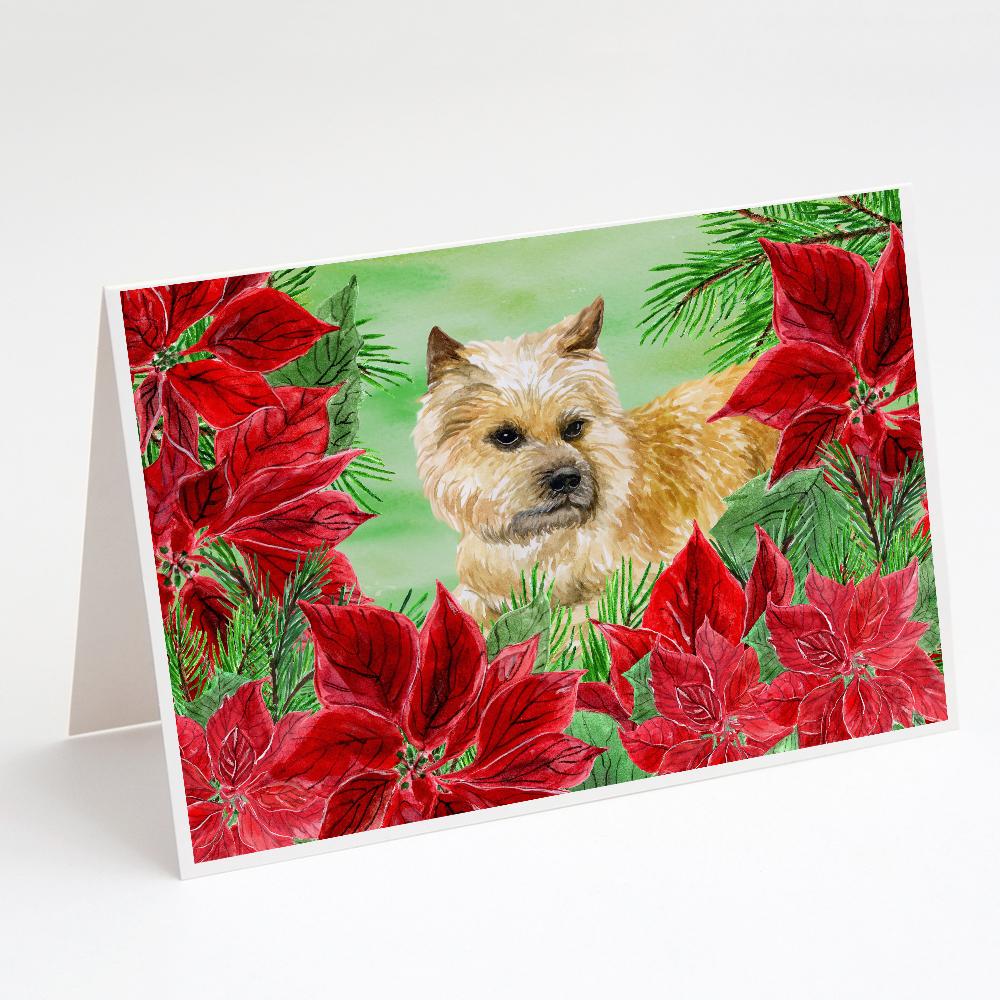 Cairn Terrier Poinsettas Greeting Cards Pack of 8 Blank Cards with Envelopes Whimsical A7 Size 5x7