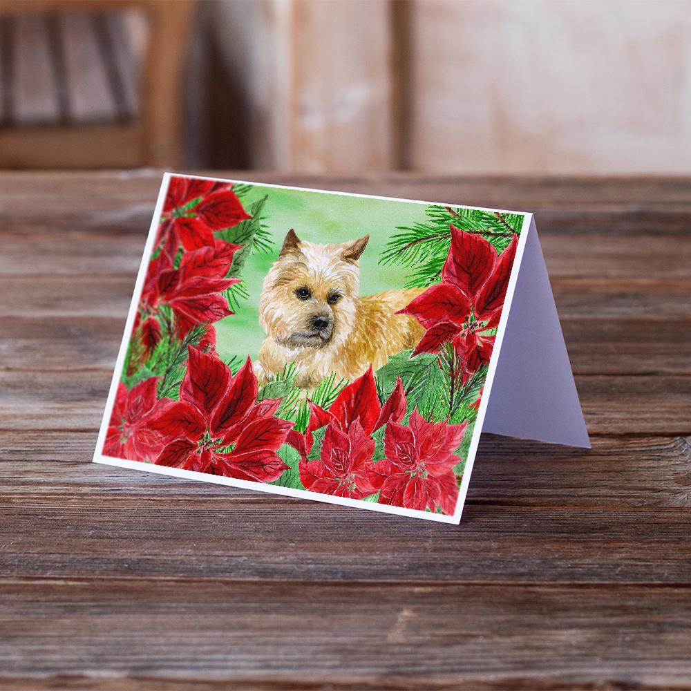 Cairn Terrier Poinsettas Greeting Cards Pack of 8 Blank Cards with Envelopes Whimsical A7 Size 5x7