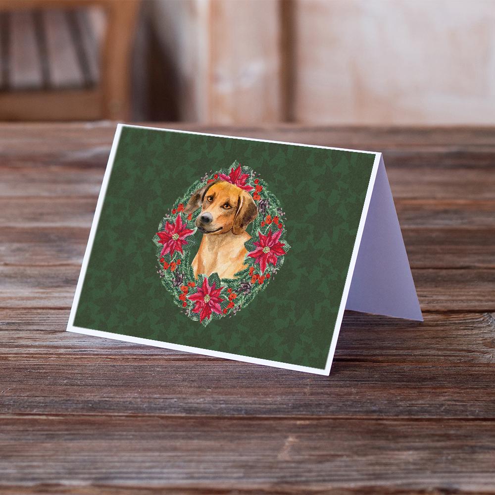 Rhodesian Ridgeback Poinsetta Wreath Greeting Cards Pack of 8 Blank Cards with Envelopes Whimsical A7 Size 5x7