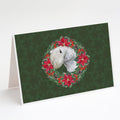 Sealyham Terrier Poinsetta Wreath Greeting Cards Pack of 8 Blank Cards with Envelopes Whimsical A7 Size 5x7