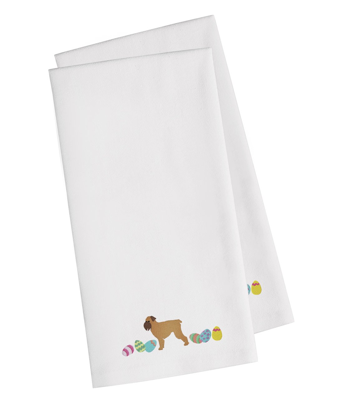 Brussels Griffon Easter White Embroidered Towel Set of 2 Decorative Bathroom Guest Hand Towel for Hand, Face, Tea, Dishcloth, 19 X 25, White