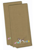 Grand Basset Griffon Easter Tan Embroidered Towel Set of 2 Decorative Bathroom Guest Hand Towel for Hand, Face, Tea, Dishcloth, 19 X 25, Tan