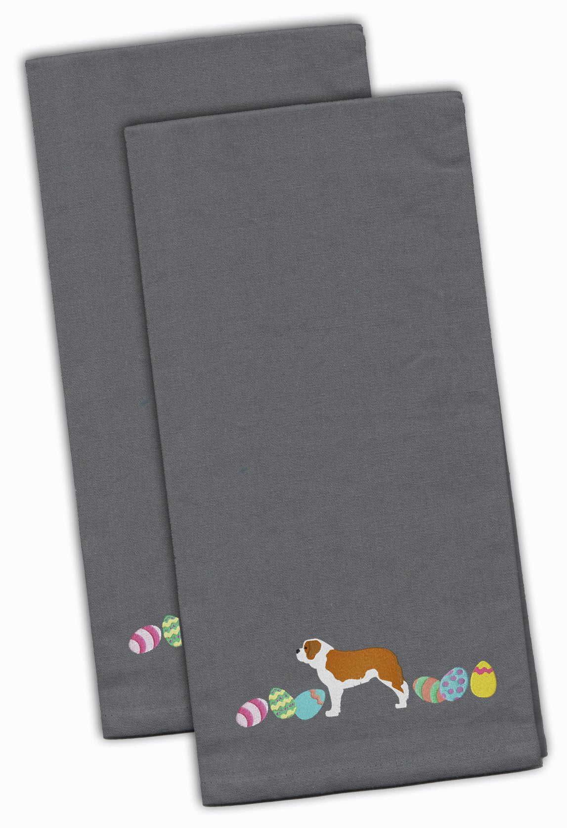 Saint Bernard Easter Gray Embroidered Towel Set of 2
