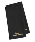 Sabueso Espanol Easter Black Embroidered Towel Set of 2 Decorative Bathroom Guest Hand Towel for Hand, Face, Tea, Dishcloth, 19 X 25, Black
