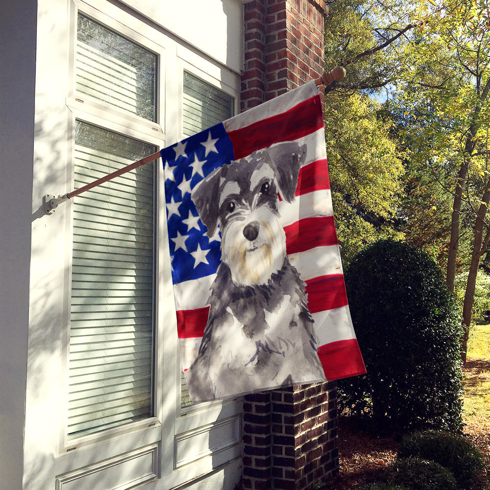 Patriotic USA Schnauzer #2 House Flag 28x40 Porch Sleeve Pole Decorative Outside Yard Banner Artwork Wall Hanging, Polyester