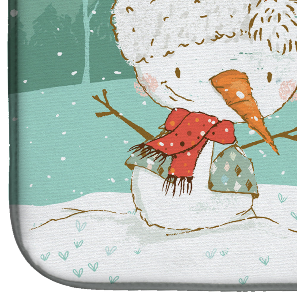 Dalmatian and Snowman Christmas Dish Drying Mat Absorbent Dish Drying Mat Pad for Kitchen Counter Dish Drainer Mat for Countertop, 14 x 21", Multicolor