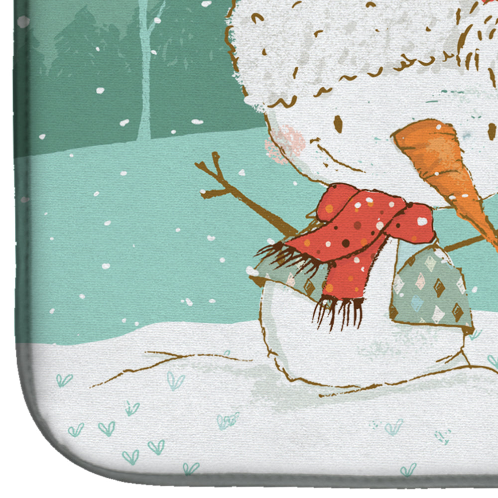 Fawn Bull Terrier Snowman Christmas Dish Drying Mat Absorbent Dish Drying Mat Pad for Kitchen Counter Dish Drainer Mat for Countertop, 14 x 21", Multicolor